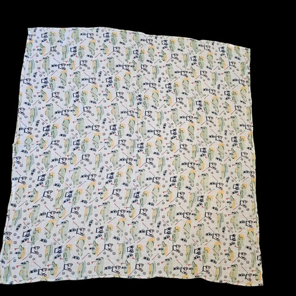 MUD PIE Golf Blanket Cart‎ Clubs Bags Flags Balls Thin Muslin Cotton